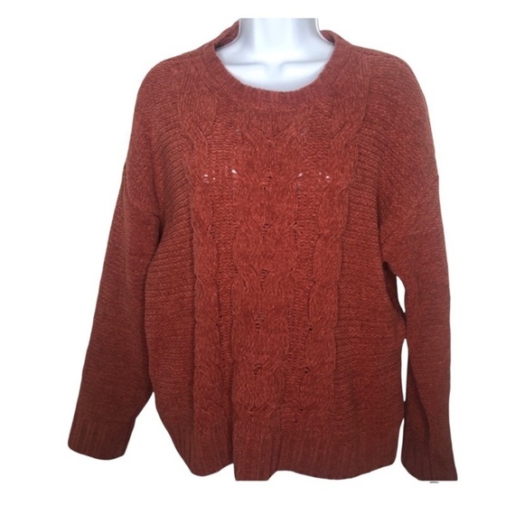 American Eagle Chunky Chenille Cable Knit Cozy Crew Sweater Size L - Picture 2 of 4